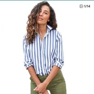 Frank & Eileen Frank Classic Button-Up Shirt in Superluxe Slate Stripe Large